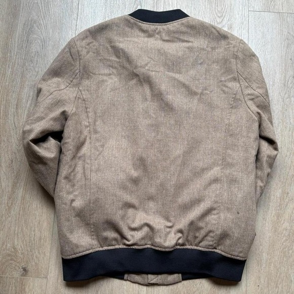 Zara Man Tan and Black 2 tone Bomber Jacket Wool Blend Size M - Picture 3 of 7